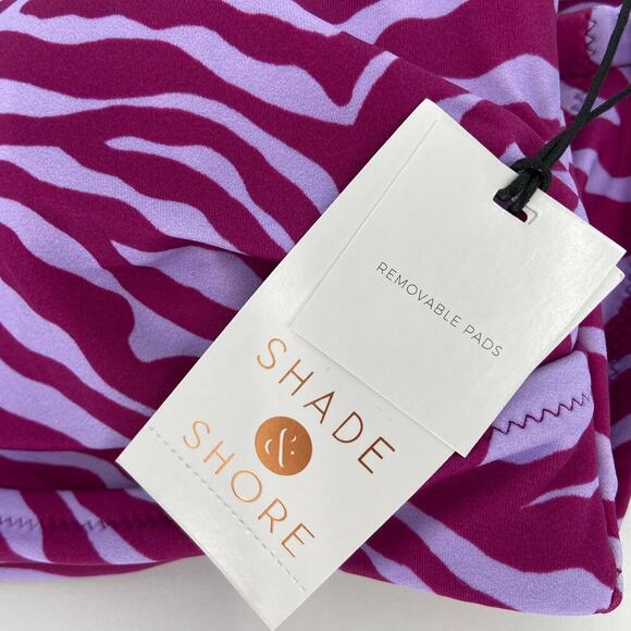 Shade & Shore Bikini Top Size 34C Fuchsia Pink Animal Print Underwire Padded - Picture 3 of 9